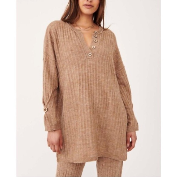 Free People Around The Clock Pullover in Oatmeal Brown Small - Picture 1 of 10